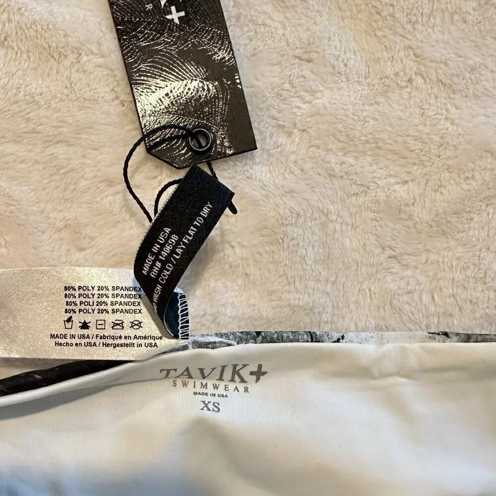 NWT Tavik Chloe Mini Cutout Swim Bottom in White Smudge - Extra Small
